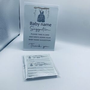 Overalls Baby Shower Game: Name Suggestion Sign & 50 Suggestion Cards